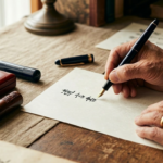 机に向かって遺言書を書いているイメージ